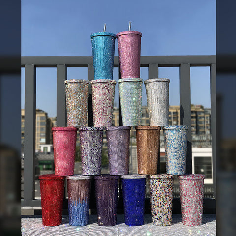 Stainless steel Full drill straw high-end luxury cup