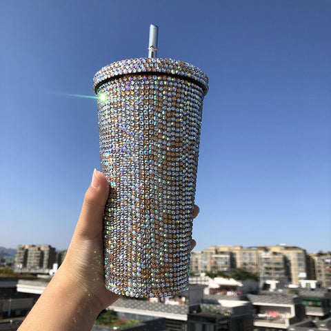 Stainless steel Full drill straw high-end luxury cup