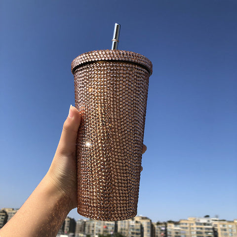 Stainless steel Full drill straw high-end luxury cup