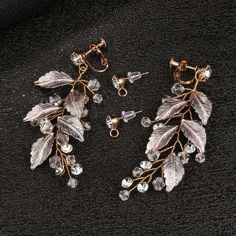 K05 Leaf  Wedding Bridal Hair Accessories Earrings