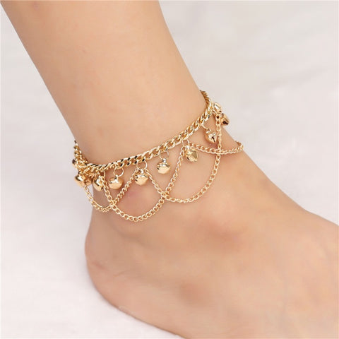 Personality fashion bell wave tassel bell ladies anklet