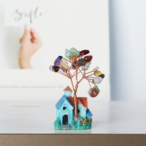 Natural crystal tree blue villa castle decoration