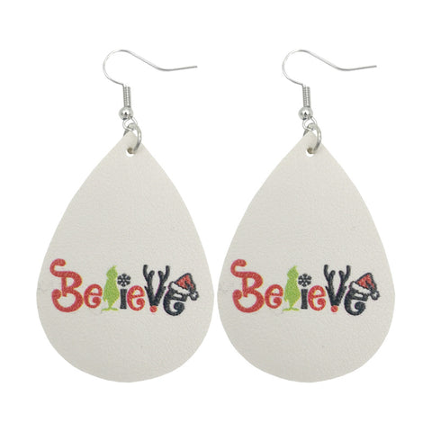 Western Style Christmas Grinch Leather Earrings Inpluser