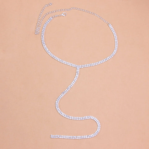 Women's popular diamond-encrusted long simple fashion rhinestone necklace