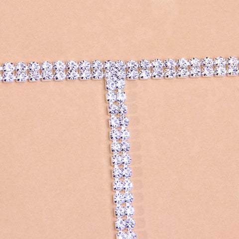 Women's popular diamond-encrusted long simple fashion rhinestone necklace