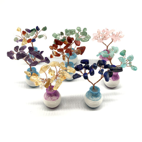 S5 Resin base natural crystal tree simple popular stalls small ornaments