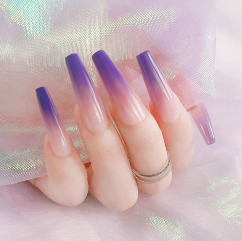 N01 women gradient false wearable nail patch 24pcs/box with jelly glue