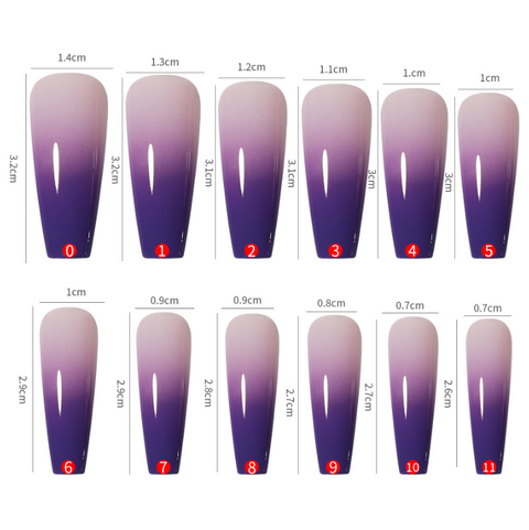 N01 women gradient false wearable nail patch 24pcs/box with jelly glue