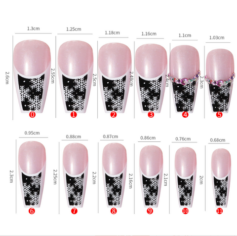 N04 Snowflakes series wear armor long coffin false nails 24pcs/box with jelly glue
