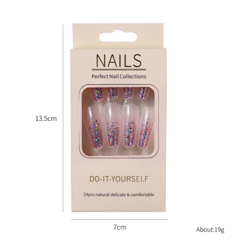 N06 European and American long ballet coffin false nails 24pcs/box with jel glue