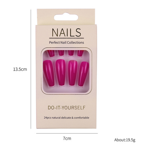 N12 mid-length wearable manicure false nails 24pcs/box with jel glue