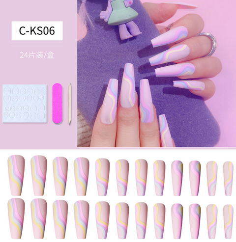 N11 European and American long ballet coffin false nails 24pcs/box with jelly glue