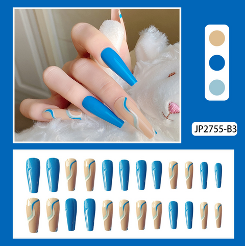 N15 Ladies' hot-selling long detachable coffin false nails 24pcs/box with jel glue