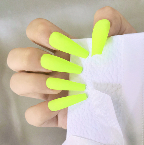 N16 Hot sale ladies glossy blue false nails 24pcs/box with jelly glue
