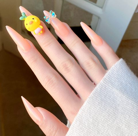 N26 Super long tip cute yellow duck false nail 24pcs/box