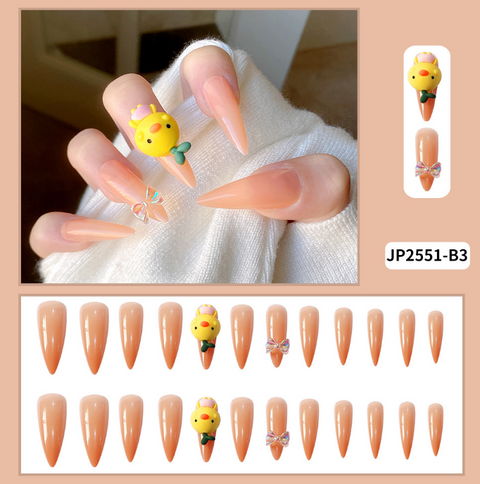 N26 Super long tip cute yellow duck false nail 24pcs/box
