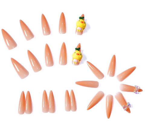 N26 Super long tip cute yellow duck false nail 24pcs/box