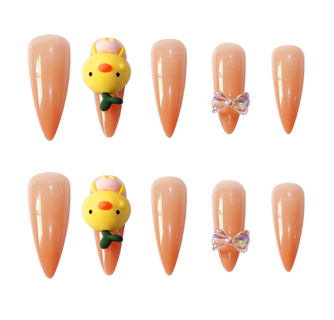 N26 Super long tip cute yellow duck false nail 24pcs/box