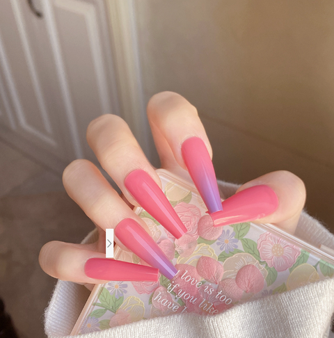 N27 Pink and purple gradient false nail 24pcs/box with jelly glue