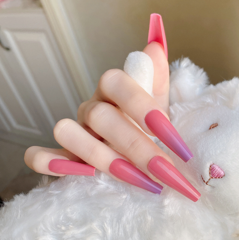N27 Pink and purple gradient false nail 24pcs/box with jelly glue