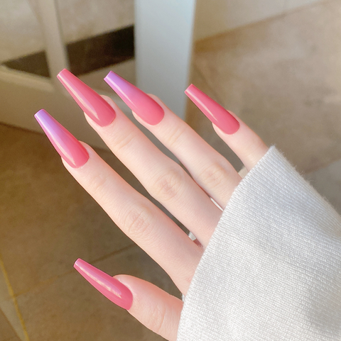 N27 Pink and purple gradient false nail 24pcs/box with jelly glue