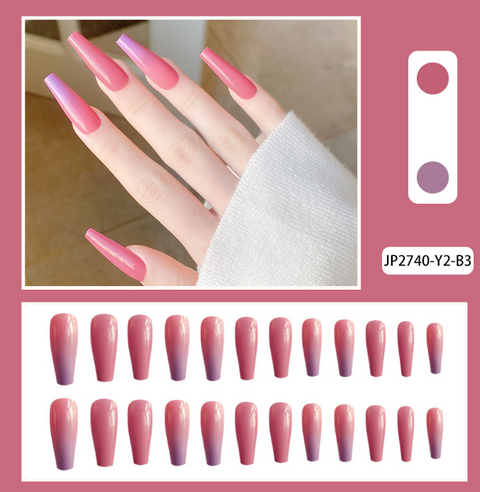 N27 Pink and purple gradient false nail 24pcs/box with jelly glue