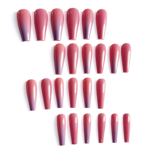 N27 Pink and purple gradient false nail 24pcs/box with jelly glue