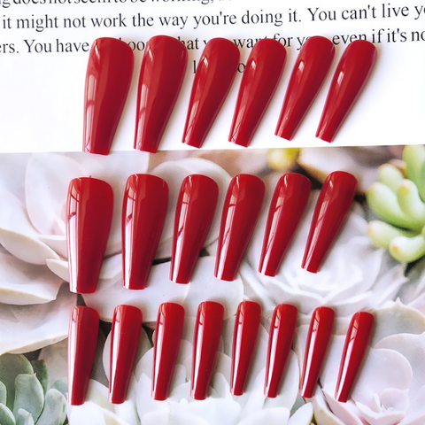 N29 Wine red manicure finished solid color false nail patch 24pcs/box with jelly glue