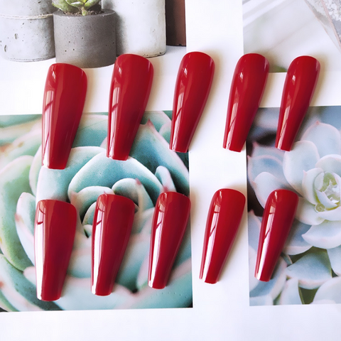 N29 Wine red manicure finished solid color false nail patch 24pcs/box with jelly glue