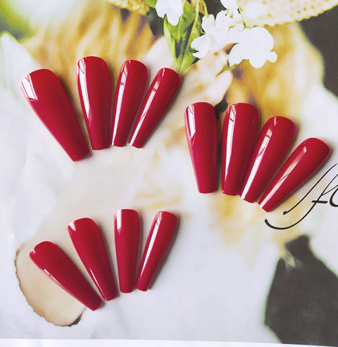 N29 Wine red manicure finished solid color false nail patch 24pcs/box with jelly glue