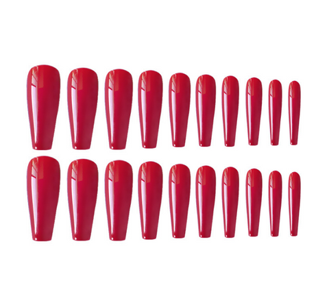 N29 Wine red manicure finished solid color false nail patch 24pcs/box with jelly glue