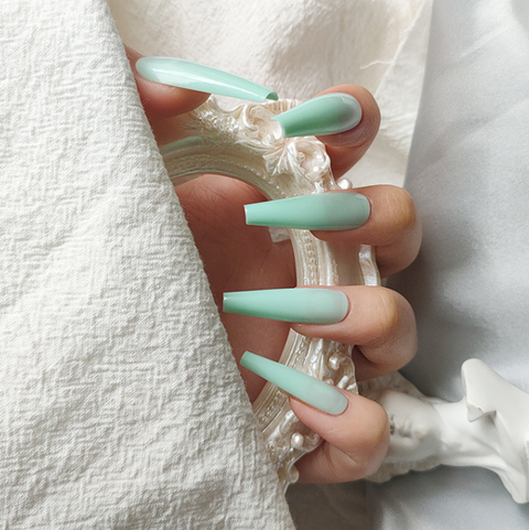 N30 Ultra long peppermint green Ballet false nail 24pcs/box with jelly glue