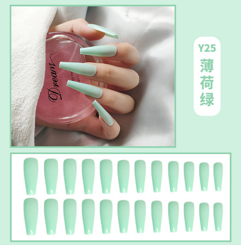N30 Ultra long peppermint green Ballet false nail 24pcs/box with jelly glue