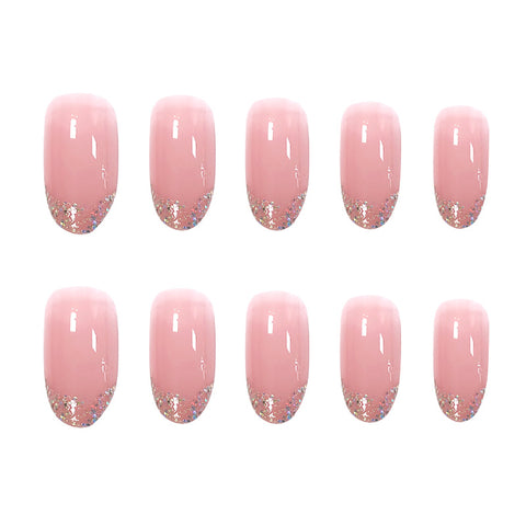 N77 hot sale ladies jelly glitter white false nails 24pcs/box with jel glue