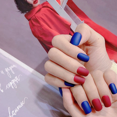 N54 French new design ins long coffin false wearable nail patch 24pcs/box with jel glue