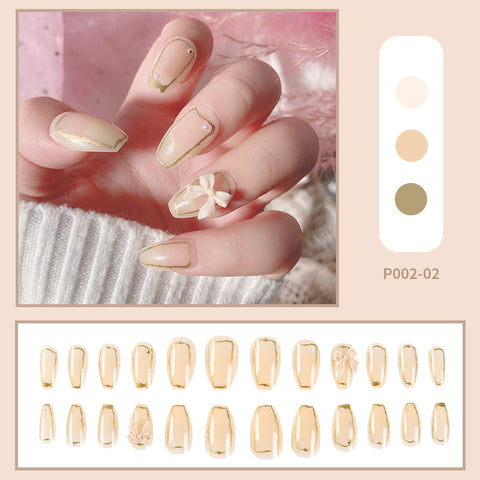 N79 Valentine's Day rose bow wearing false nail patch 24pcs/box with jel glue