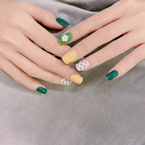 N54 French new design ins long coffin false wearable nail patch 24pcs/box with jel glue