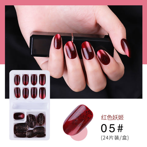 N59 New female red series removable false nail patch 24pcs/box with tools