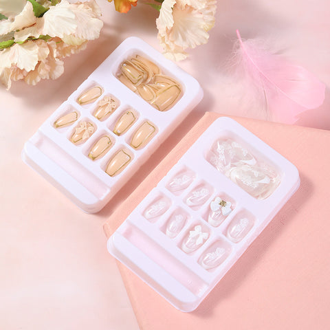 N79 Valentine's Day rose bow wearing false nail patch 24pcs/box with jel glue