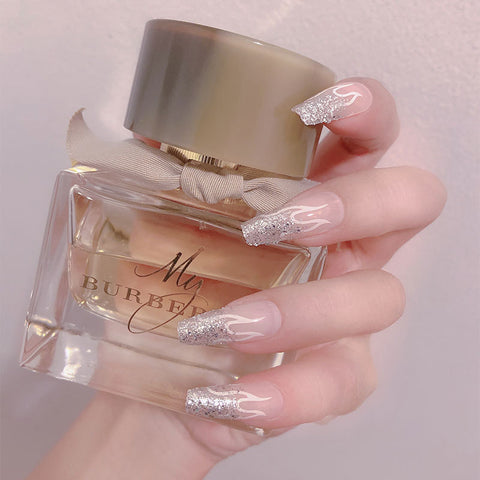 N54 French new design ins long coffin false wearable nail patch 24pcs/box with jel glue