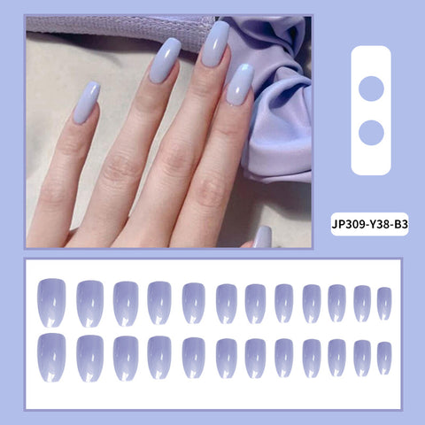 N73 lilac Wearable false nail patch 24pcs/box with jel glue