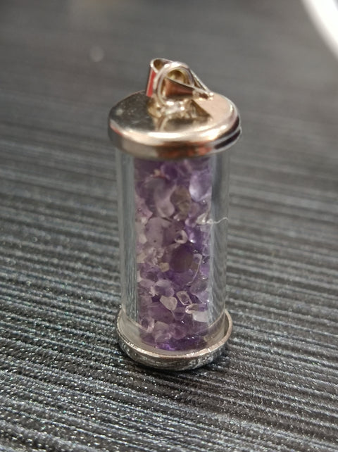 S9 Natural crystal gravel wishing bottle glass gravel pendant