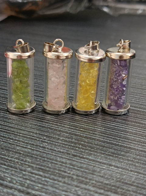 S9 Natural crystal gravel wishing bottle glass gravel pendant