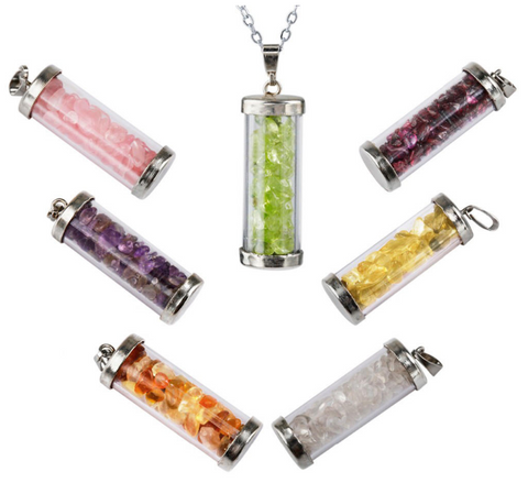 S9 Natural crystal gravel wishing bottle glass gravel pendant