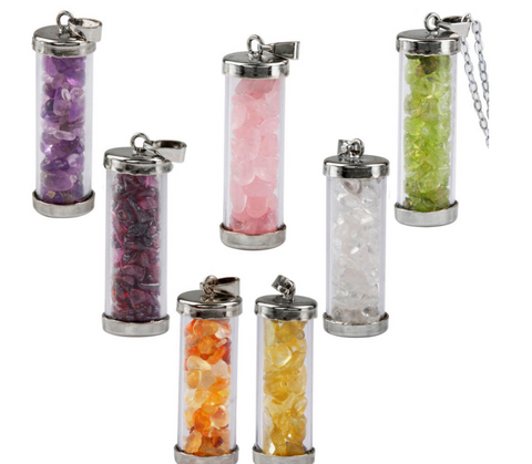 S9 Natural crystal gravel wishing bottle glass gravel pendant
