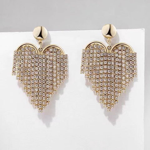 Personality exaggerated design love tassel stud earrings for women