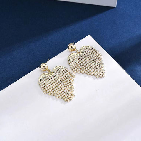 Personality exaggerated design love tassel stud earrings for women