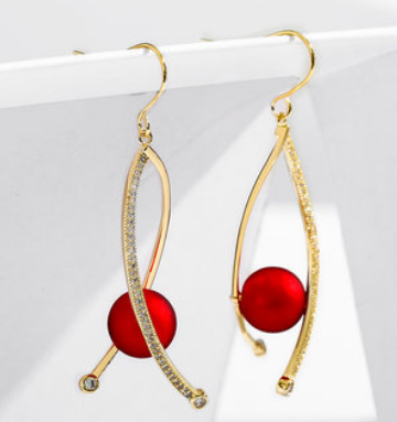 Silver hook spiral niche imitation pearl earrings for women