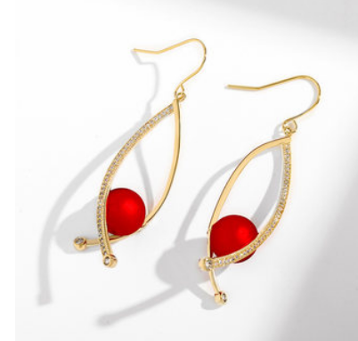 Silver hook spiral niche imitation pearl earrings for women