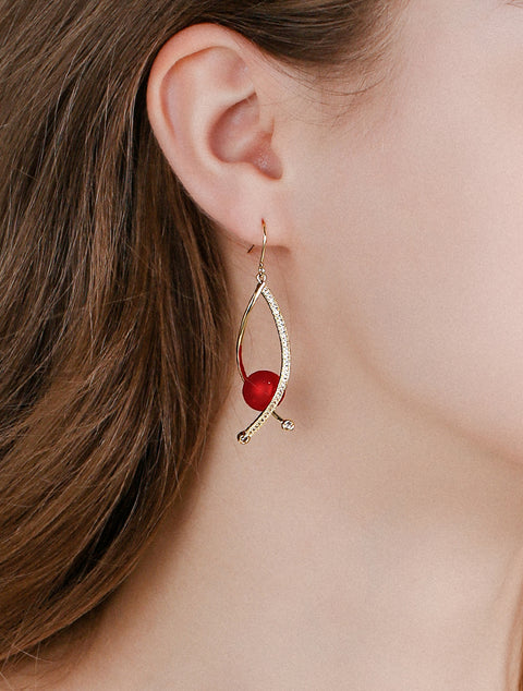 Silver hook spiral niche imitation pearl earrings for women